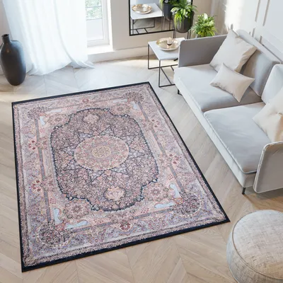 Produktbild von Koberec s třásněmi Obývací pokoj Ložnice Krátký vlas Moderní design ÖKOTEX Modrá Hnědá Černá 140 x 200 cm