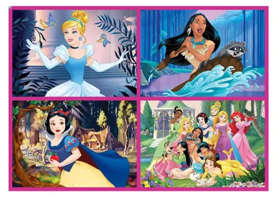 Image de Puzzle Disney Princess 4 en 1 - Disponible en boîtes de 50, 80, 100 ou 150 pièces.