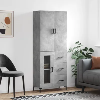 Produktbild von [Home] Highboard Betongrau 69,5x34x180 cm Holzwerkstoff , Neue Mode 2024 im häuslichen Leben