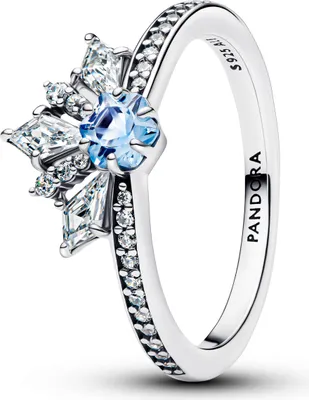 A close-up studio shot of a Pandora ring.