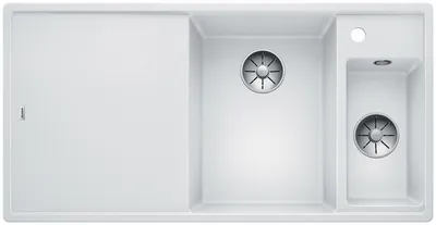 Obrázek produktu pro BLANCO AXIA III 6 S, SILGRANIT® PuraDur®, bílá, umyvadlo vpravo, s dálkovým ovládáním odtoku, včetně skleněné desky na krájení potravin