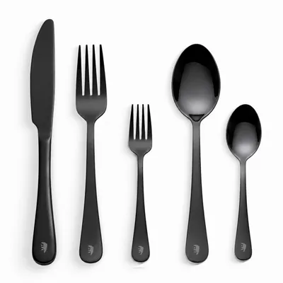 Produktbild von Roxlin Besteckset 30-teilig Plain Design – Edelstahl Tafelbesteck für 6 Personen – Modernes Essbesteck, Rostfrei & Spülmaschinenfest – Schwarz, KI-generiertes Bild