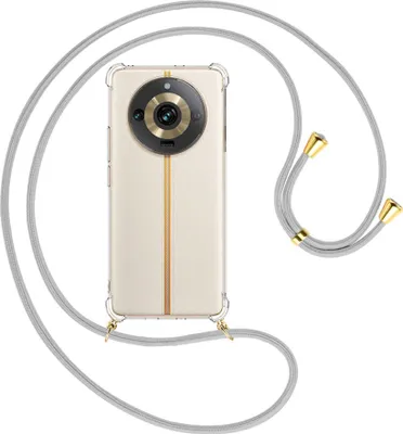 Produktbild von Handykette Backcover-Schutzhülle mit Band (Metall goldfarben) für Realme 11 Pro (6.7'') - silbergrau