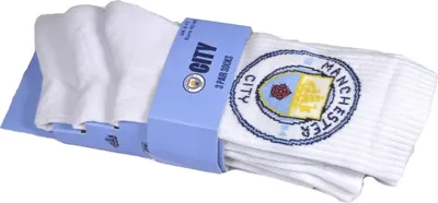Obrázok produktu pre Manchester City FC - Ponožky pre mužov/dámy unisex (3-pack) BS5933 (42 EU - 45,5 EU) (biela/modrá/žltá)