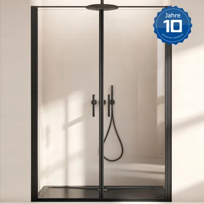 Produktbild von doporro Duschtür Nischentür dusche Duschabtrennung Duschkabine 140x195cm ESG-Sicherheitsglas Duschtür aus Klarglas mit Hebe- und Senkmechanismus inkl. NANO-Beschichtung Teramo66K schwarz