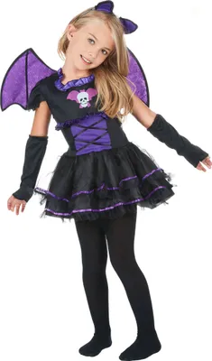 Produktbild von Fledermauskostüm lila für Mädchen Halloween S 4-6 Jahre (110-120 cm)