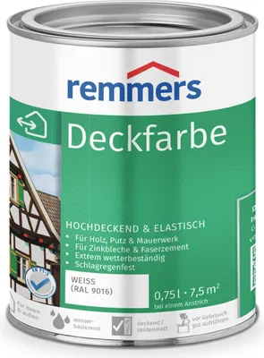 Produktbild von Remmers Deckfarbe weiß (RAL 9016) 0,75 l, Holzlack