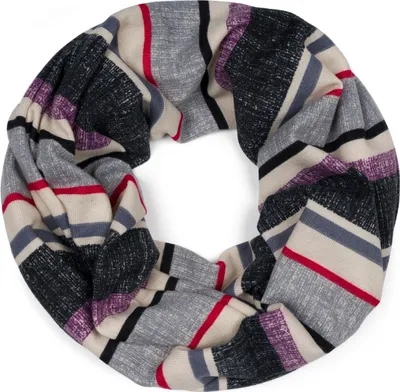 Produktbild von styleBREAKER Uni Loop Schal mit buntem Streifen Muster, Leichter Schlauchschal mehrfarbig gestreift, Tuch 01016215