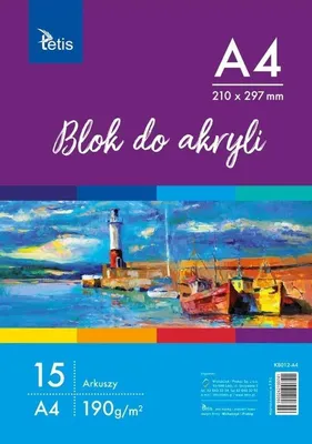 Zdjęcie produktu dla Blok akrylowy Tetis A4, 15 kartek, papier 190g