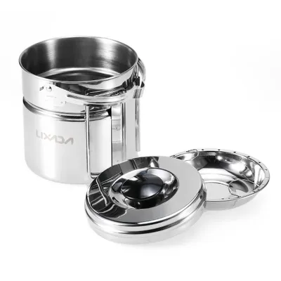 Produktbild von Lixada Edelstahl Bail Griff Camping Pot mit internen Dampfschale Faltbarer Griff