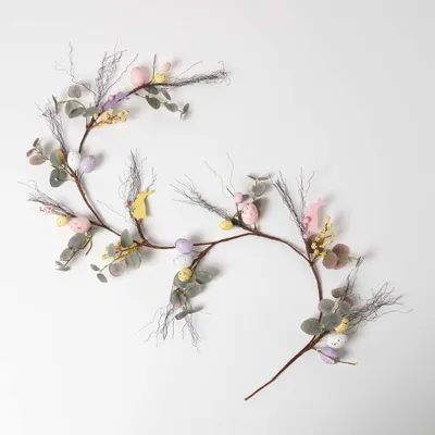 Produktbild von HOMESCAPES Ostergirlande violett-rosa - Deko-Girlande mit Ostereiern & Deko-Hasen