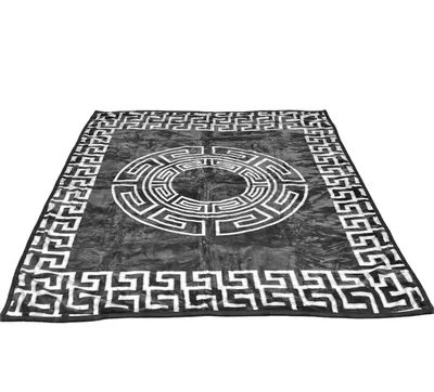 Produktbild von 220x240cm Tagesdecke Bettüberwurf zweiseitig Bestickt Medusa Mäander Stil Bettdecke Grau