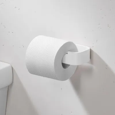 Produktbild von Bürstenking Toilettenpapierhalter ohne Bohren – moderner Klopapierhalter zum Kleben – selbstklebende Toilettenpapierhalter 3M Kleber – Weiß – Links