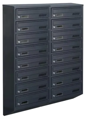 Immagine prodotto di Cassette postali condominiali GDS antracite RAL 7016, 16 scomparti, profondità 20 cm, montaggio a parete