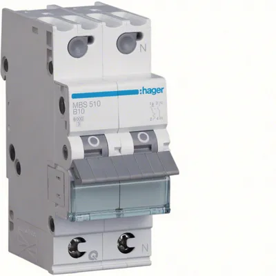 Image de Interrupteur Hager LS 1P+N 6 kA B-10A Quick Connect Hager MBS510, 1 pièce.
