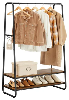 Produktbild von Kleiderständer, freistehend – Spanplatte und Stahl – braun-schwarz – 100 x 45 x 160 cm