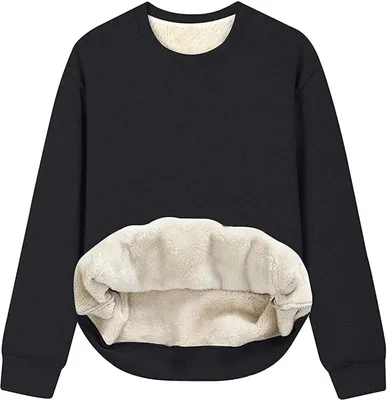 Image de Polaire femme ASKSA col rond Sweat-shirt doublure Pull haut, Noir, XL