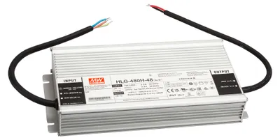 Produktbild von MEANWELL HLG-480H-48, AC-DC LED-Installationsnetzteil, Metallgehäuse, IP67 480W 48V 10A CV+CC