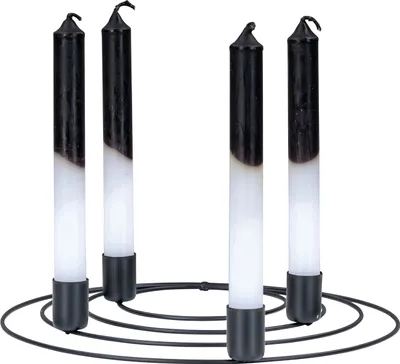 Produktbild von Runder Kerzenhalter Ø 27cm Metall Schwarz Kerzenständer Adventskranz Tischdeko