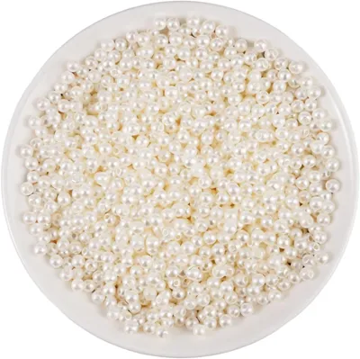 Image de Perles en plastique de 4 mm, 2000 pièces, de couleur ivoire, avec trou, pour la fabrication de bijoux