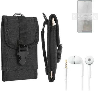 Produktbild von K-S-Trade Holster Schutz Hülle kompatibel mit Cubot P50 Gürteltasche Handy Hülle Tasche outdoor Seitentasche schwarz 1x + Kopfhörer