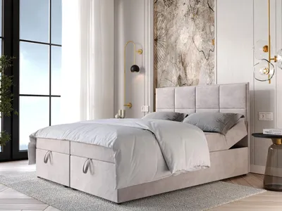 Obrázek produktu pro Čalouněná boxspringová postel 160x200 RAHIFA - světle šedá