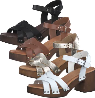 Produktbild von Tamaris Damen Sandalen Leder Plateau 1-28331-28, Größe:37 EU, Farbe:Schwarz