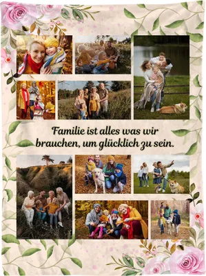 Produktbild von Ferocity Personalisierte Foto Decke mit Eigenem Foto; Super Weiche Extra Gemütliche Kuscheldecke für die Familie 120x150 CM;  Sofadecke Collage mit Wünschen oder Gedichten [081]