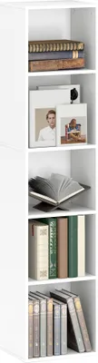 Image de HOMCOM Bibliothèque, étagère de rangement 5 niveaux, meuble de rangement avec étagères réglables pour salon, chambre à coucher, bureau, 30 x 24 x 133,5 cm, blanc