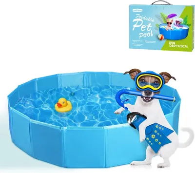 Immagine prodotto di Piscina per cani di piccola taglia pieghevole per animali domestici Piscina per cani da bagno per cani gatti PVC ecologico 80cm