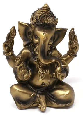 Ganesha-Figur 11 cm, antikgold, sitzende Elefantengottheit