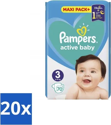 Produktbild von Pampers – Windeln – Active Baby Größe 3 – 70 Windeln - Vorteilspack - 20 Stücke
