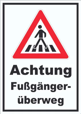 Produktbild von Aufkleber Achtung Fußgängerüberweg A9 (37x52mm)
