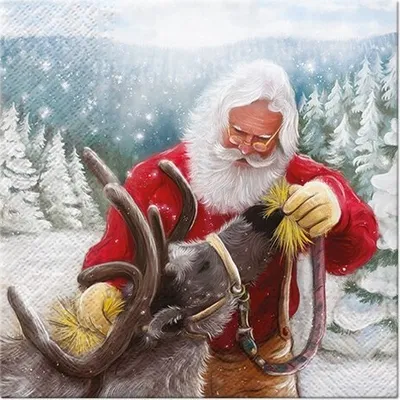 Produktbild von RP 20 Servietten Feeding the Reindeer - Santa füttert Rentier 33x33cm