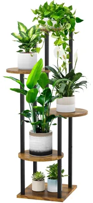 Image de Étagère en bois à 5 niveaux, pour intérieur et extérieur