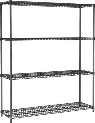 Produktbild von Combisteel Regalsystem mit 4 Böden aus Stahl schwarz 1500x450x1800mm