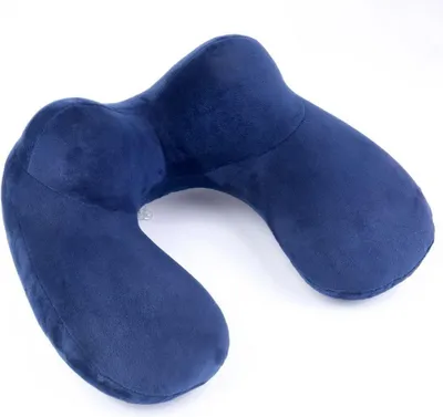 Produktbild von Aufblasbares Reisekissen - 100% weicher Samt Nackenstütze für Reisen, Büros mit kompakter Tragetasche, atmungsaktivem und waschbarem Bezug(Navy blau)