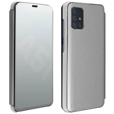 Obrázok produktu pre Zrkadlový flip kryt, zrkadlové puzdro pre Samsung Galaxy A51 - strieborné