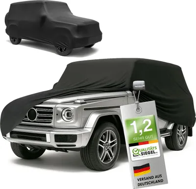 Produktbild von WALSER Premium Abdeckung Auto Indoor Stretch Plus Qualitätssieger * - Autoplane Indoor Abdeckplane Car Cover Auto Abdeckung Stoff Autogarage Größe 10 SUV/VAN schwarz