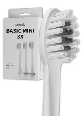 Produktbild von Zahnheld Bürstenkopf Ersatzbürsten Basic Mini - ideal für Gero Schallzahnbürste, 3 Stück, Weiß, kleine Wechselköpfe, für Kinder geeignet