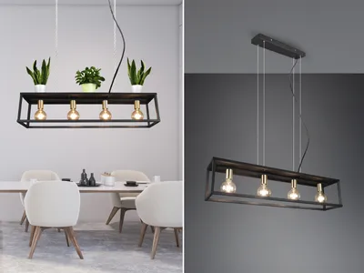 Immagine prodotto di Lampada a sospensione VITO a 4 luci in metallo nero, stile industriale - R30194032