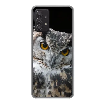 Produktbild von MuchoWow® Handyhülle Schutzhülle Hülle für Samsung galaxy a73 Porträt einer braunen Eule auf schwarzem Hintergrund Silikon Softcase Handy Hülle - Handyhülle