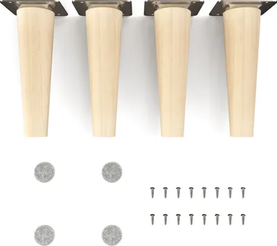 Produktbild von 4x sossai Holzfüße rund - gerade Ausführung 15cm Buche Naturbelassen