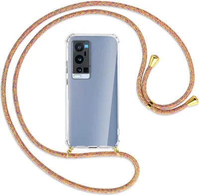 Produktbild von Handykette Backcover-Schutzhülle mit Band (Metall goldfarben) für vivo X60 Pro Plus 5G - Rainbow