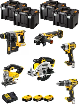 Produktbild von DeWALT Kit DWK600T (DCD796 + DCH273 + DCG405 + DCF887 + DCS331 + DCS391 + 3 x 5,0 Ah + DCB115 + 4 x TSTAK VI)