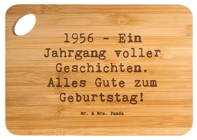 Produktbild von Mr. & Mrs. Panda Holzbrett Spruch 1956 Geburtstag - Transparent - Geschenk, Erinnerung, Geschichten, Meilenstein, Geburtsjahr, Schneidebrett, Brett, vesperbrett, Alter