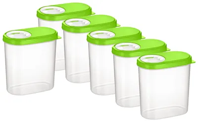 6er-Set Kräuterdosen, Vorratsdosen, grün, 0,30 l