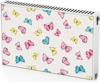 Produktbild von Bunte Schmetterlinge – Magnetische Heizkörperabdeckung – 90x60 cm – Magnet Heizkörperabdeckung – 3D Würfel – Heizkörperverkleidung – Magnetische Wandverkleidung – Wetterfest