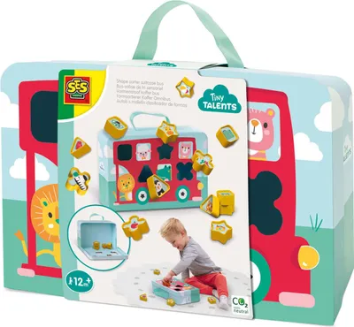 Image de SES Tiny Talents - Coffret de formes bus - 12 formes - coffret et autocollants inclus