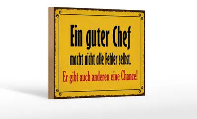Produktbild von Holzschild Spruch 20x30 cm Ein guter Chef macht nicht alle Fehler selbst